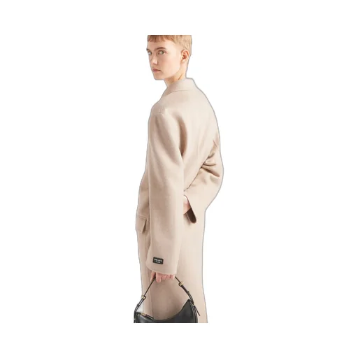 Double-breasted velour cashmere coat