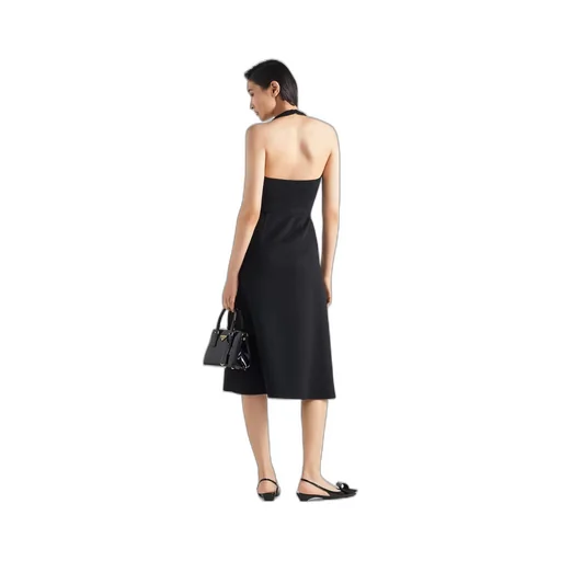 Double cashmere halter midi-dress