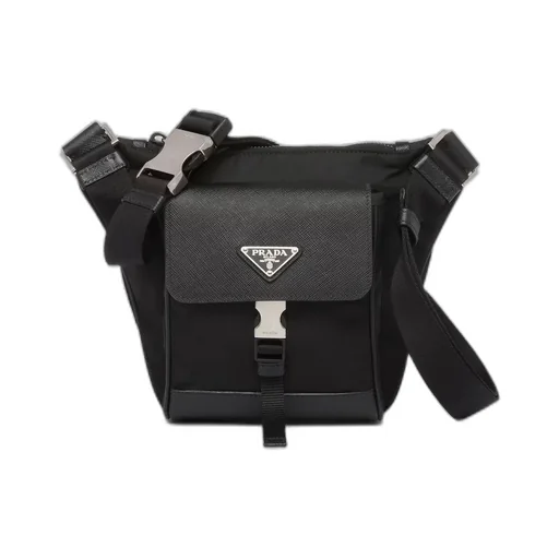 Re-Nylon and Saffiano leather shoulder bag