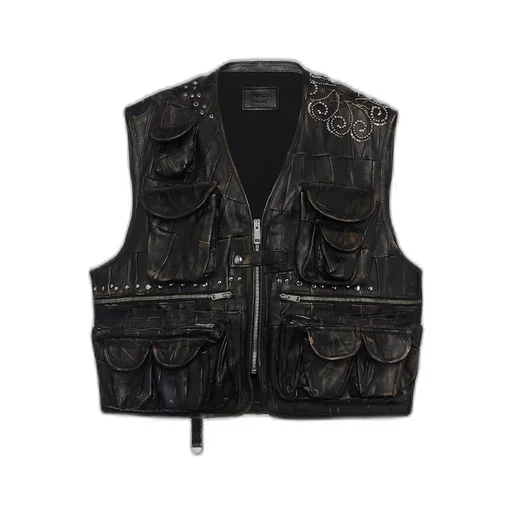 Nappa leather patchwork vest