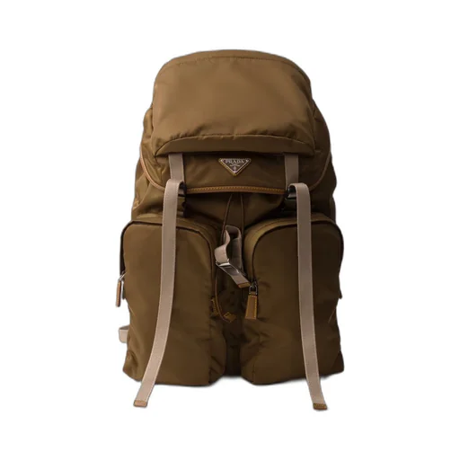 Re-Nylon and leather backpack