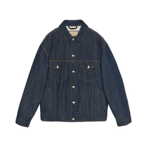 Denim jacket with GG embossed detail
