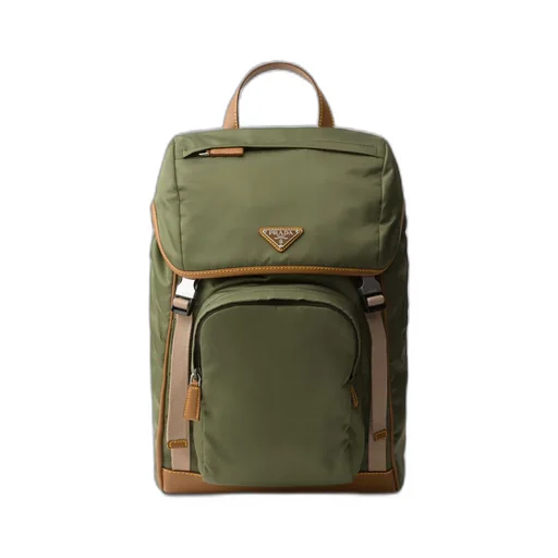Re-Nylon and leather backpack