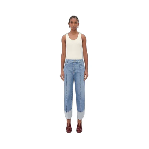 Curved Shape Vintage Indigo Denim