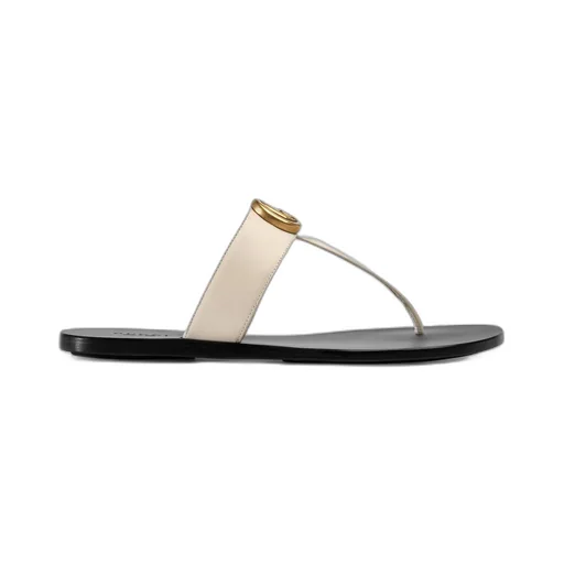 Leather thong sandal with Double G