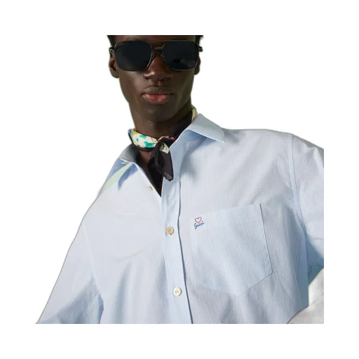 Striped cotton shirt with embroidery