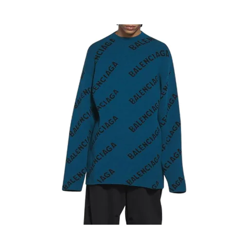 All Over Logo Crewneck Wool Knit Sweater