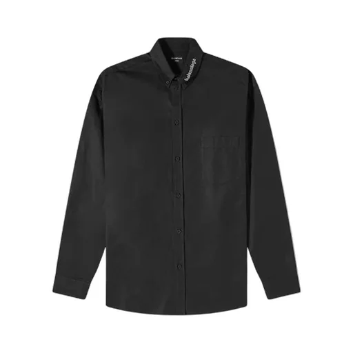 Logo Collar Long Sleeve Button Down Shirt