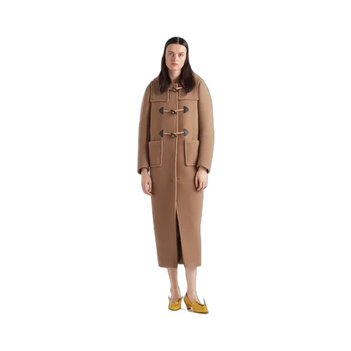 Long velour duffle coat