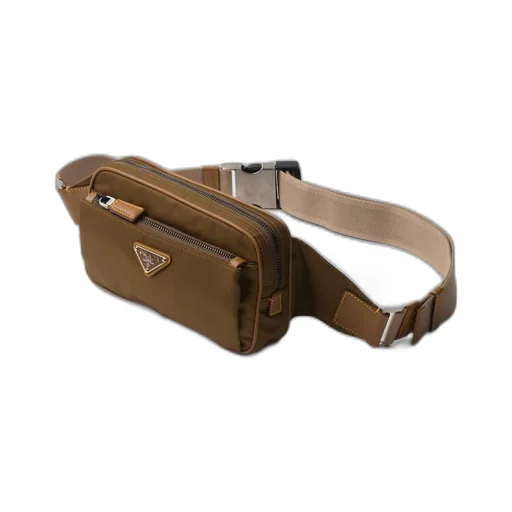 Re-Nylon and leather belt bag