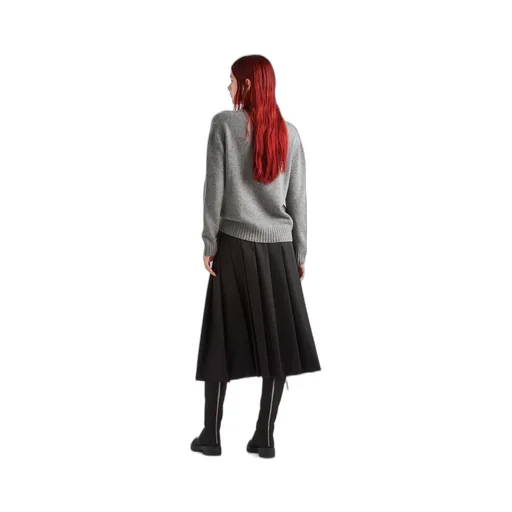 Cashmere and wool Prada logo crew-neck sweater
