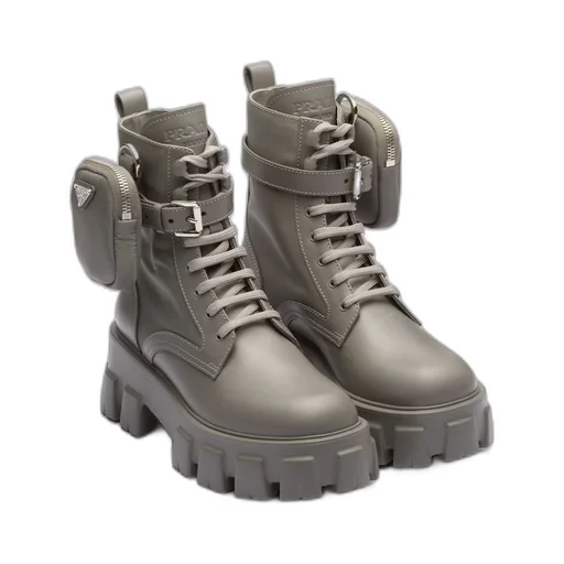 Monolith leather and Re-Nylon boots with pouch