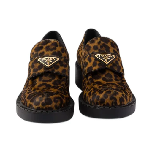 Chocolate printed leather loafers