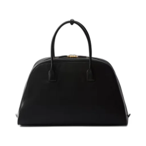 Large Re-Nylon and leather top-handle bag