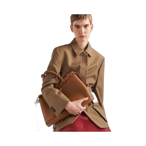 Prada Buckle medium leather handbag with double belt