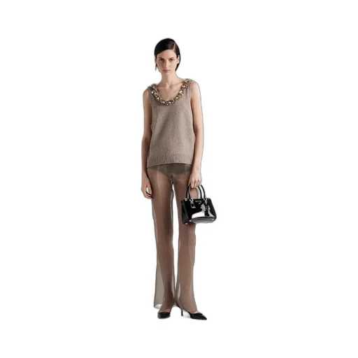 Sleeveless wool and cashmere top