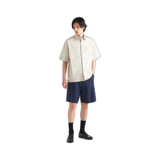 Short-sleeved stretch cotton shirt