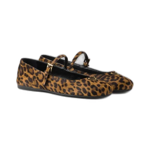Printed leather ballerinas