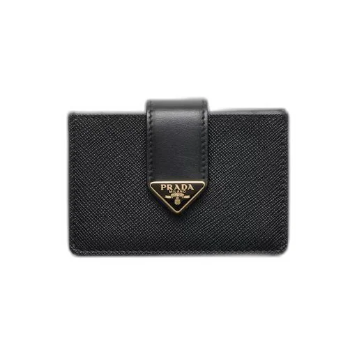 Saffiano and smooth leather card holder