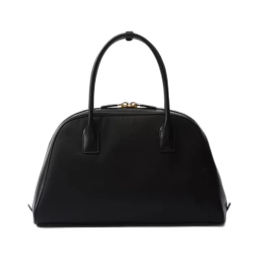 Large Re-Nylon and leather top-handle bag
