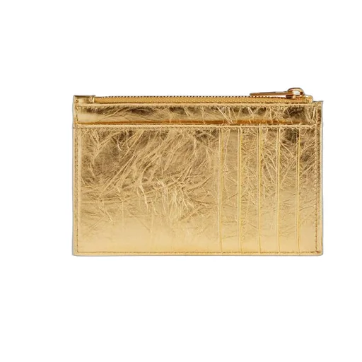 Crush Long Coin And Card Holder Metallized Quilted