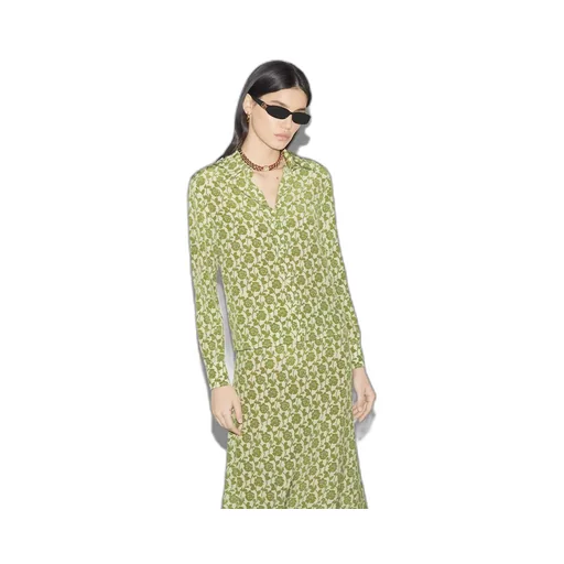 Floral print silk crêpe de chine shirt