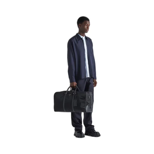Re-Nylon and Saffiano leather duffle bag