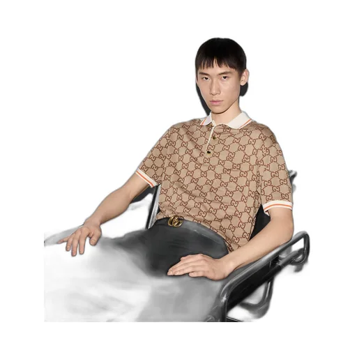GG cotton silk polo shirt