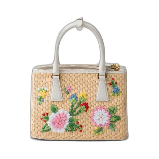 Small Prada Galleria crochet and leather bag