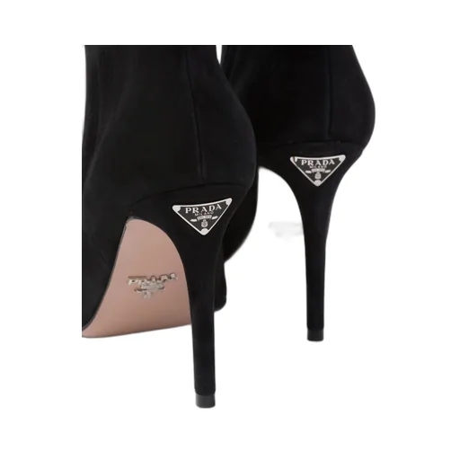 High-heeled suede booties