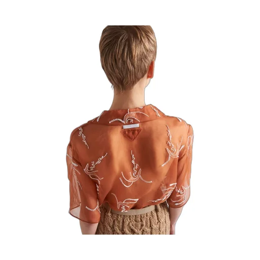 Embroidered organza shirt
