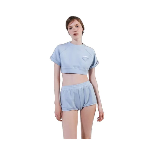 Cropped cotton fleece top
