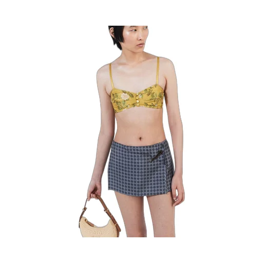 Printed silk twill miniskirt