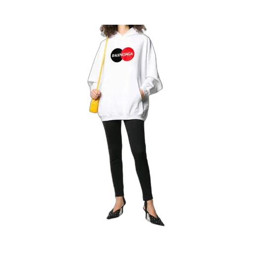 Pattern Loose Version Hoodie Sports White