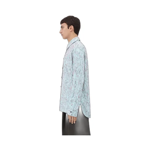 Textured Viscose Stripe Shirt With "BV" Embroidery