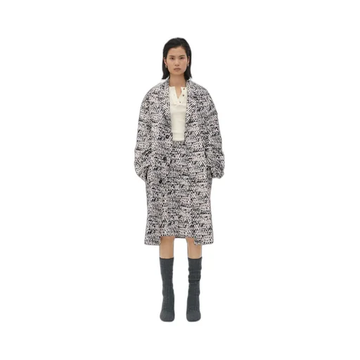 Printed Leather Chevron Coat