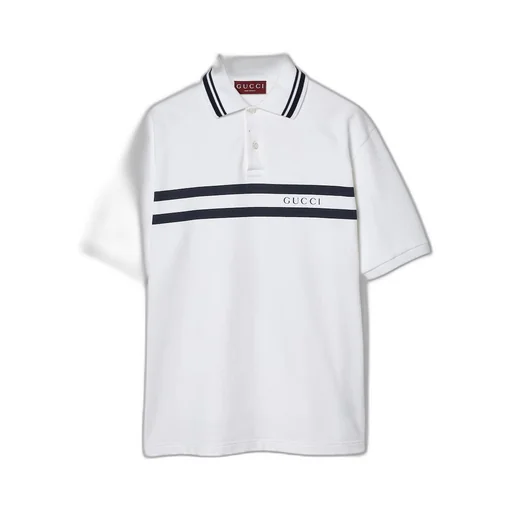 Cotton polo shirt with Gucci print