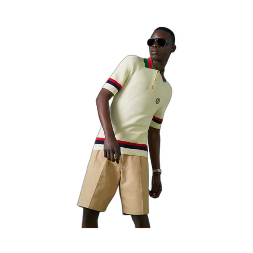 Knit cotton polo T-shirt with Web