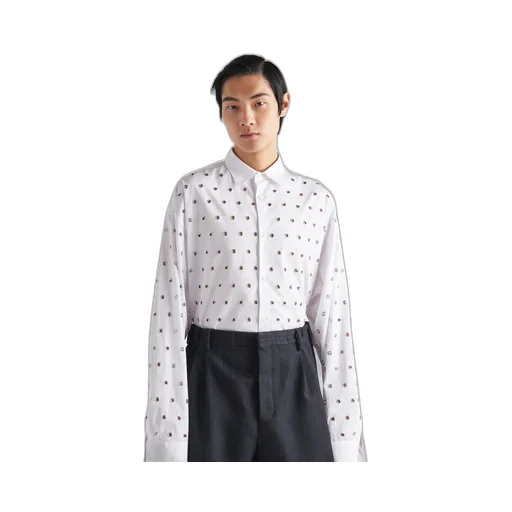Cotton shirt with grommets