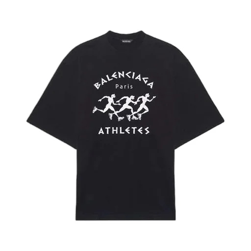 Running Pattern Printing Logo Loose T-Shirt