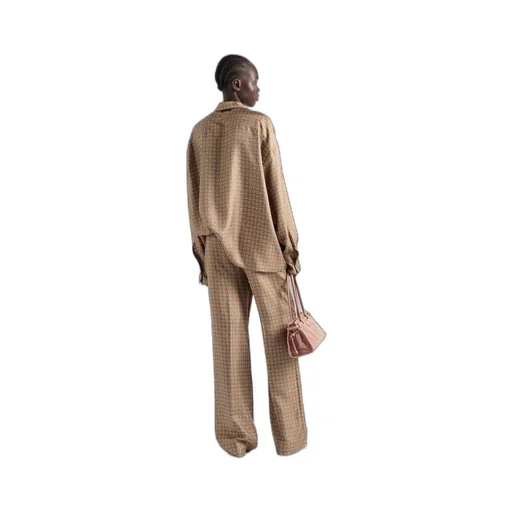 Printed silk twill pants