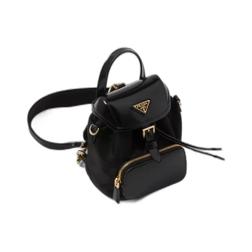 Small Re-Nylon and brushed leather backpack
