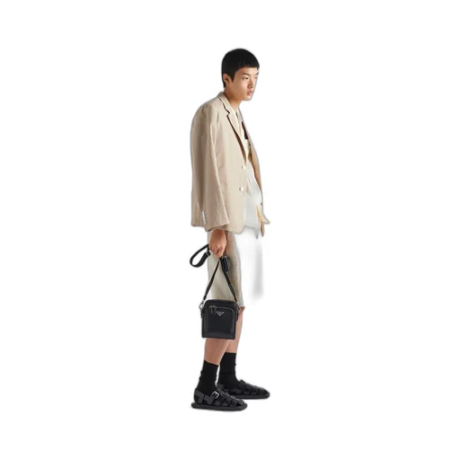 Leather shoulder bag with pouch