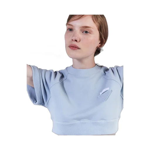 Cropped cotton fleece top