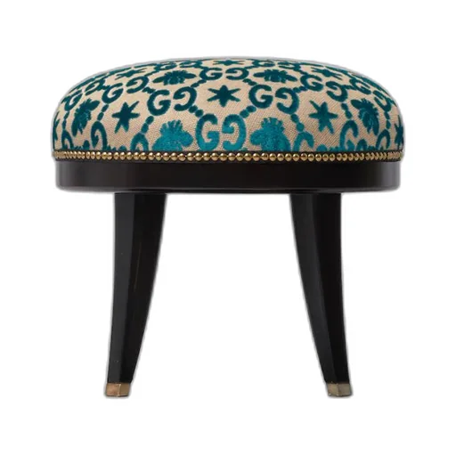 GG bee and star jacquard round stool