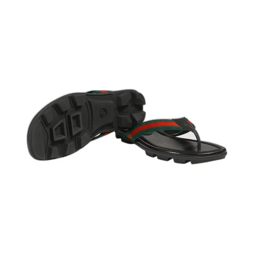 Web and leather thong sandal