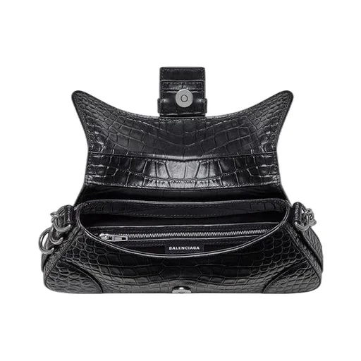Lindsay Small Crocodile Embossed Shoulder Bag