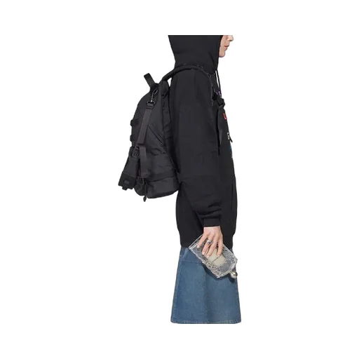 Multi-Color Logo Printing Hoodie Black
