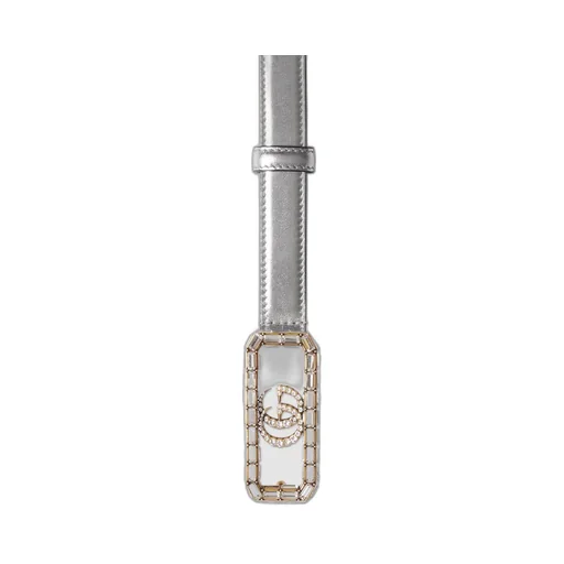 Thin belt with crystal Double G buckle