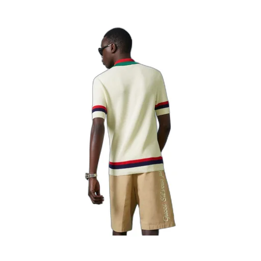 Knit cotton polo T-shirt with Web